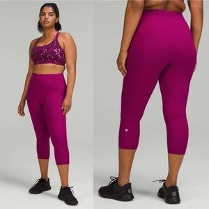 Lululemon Swift Speed High Rise Crop 23” Leggings Magenta Reflective Size 10